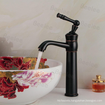 Orb Black Solid Brass High Body Freestanding Elbow Spout Single Handle One Hole Hot and Cold Water Mono Basin Mixer Faucet Taps